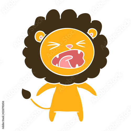 flat color style cartoon angry lion