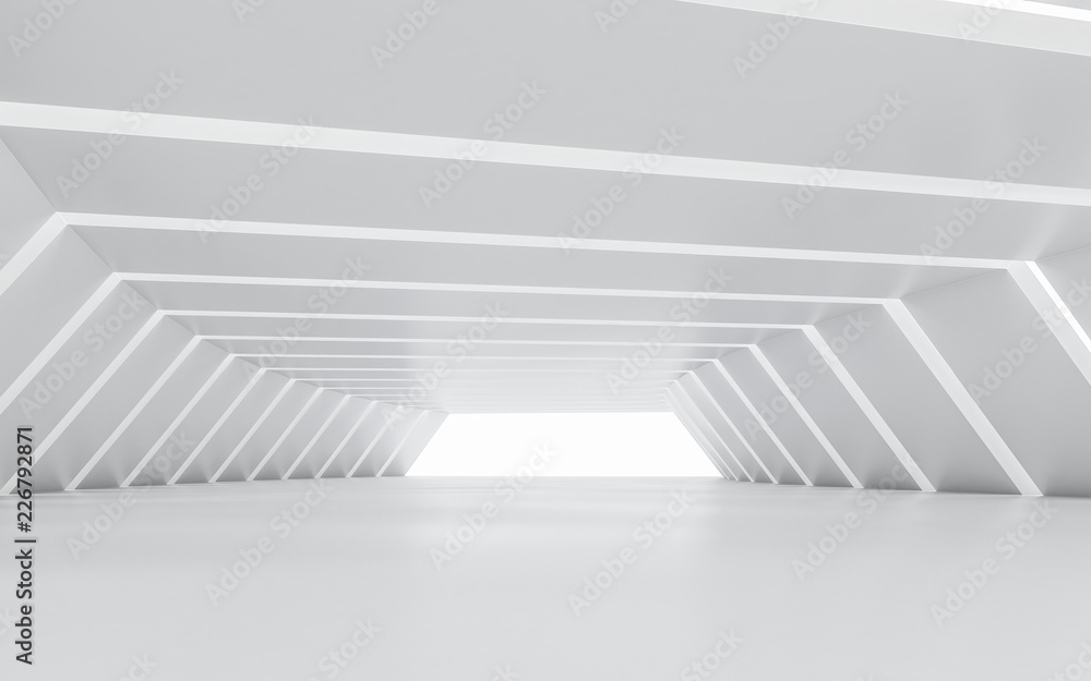 Obraz premium Podświetlany projekt wnętrza korytarza. Renderowanie 3D.