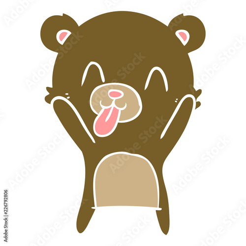 rude flat color style cartoon bear