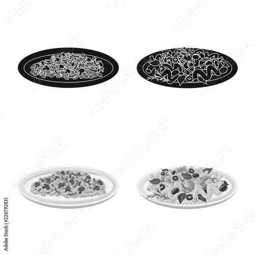 Vector design of pasta and carbohydrate logo. Set of pasta and macaroni vector icon for stock.