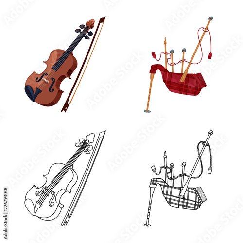 Isolated object of music and tune symbol. Collection of music and tool vector icon for stock.