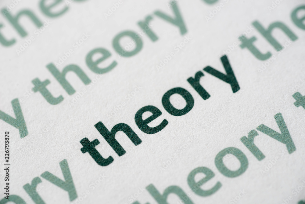 word  theory printed on paper macro - obrazy, fototapety, plakaty 