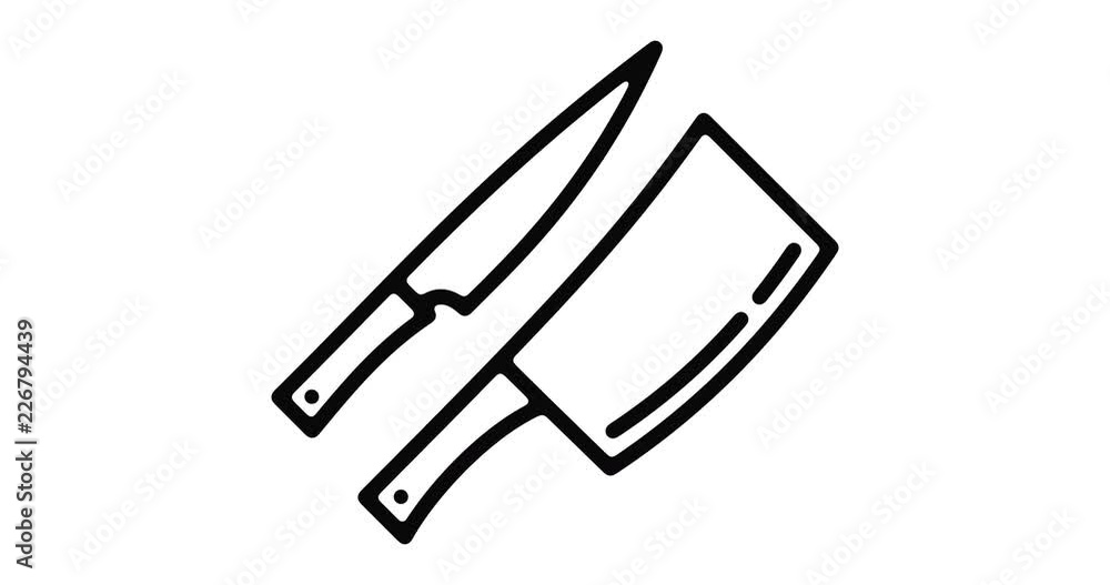 Knife set line icon motion graphic animation with alpha channel. Knife set line icon motion graphic animation with alpha channel.
