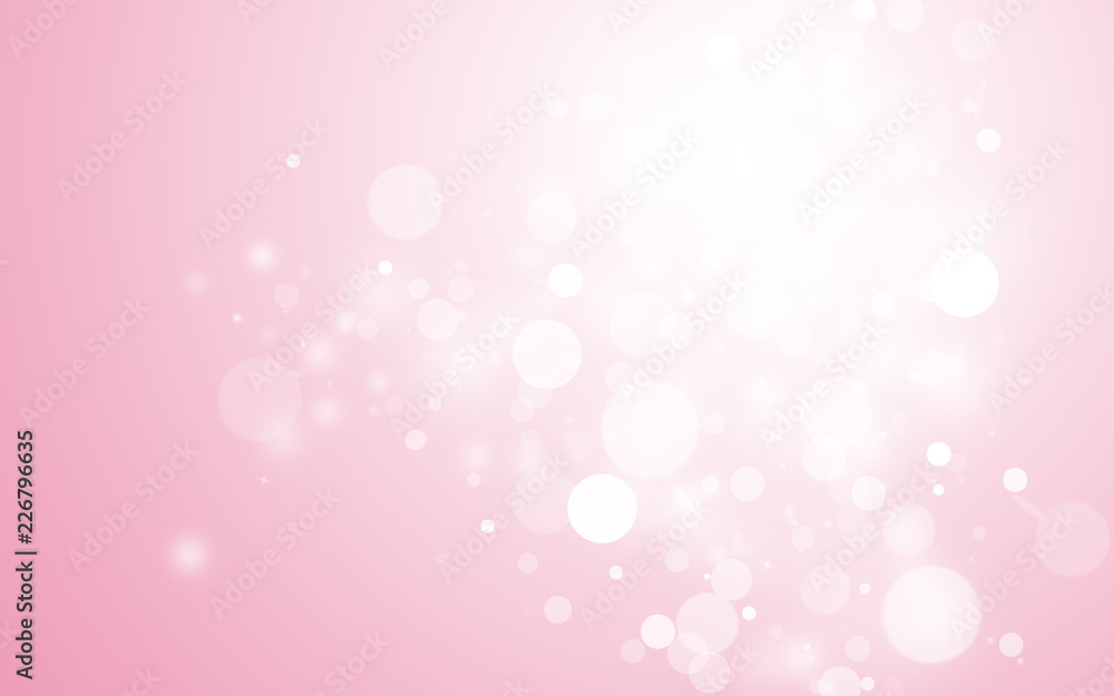 Sweet pink sparkle rays lights with bokeh elegant show on stage abstract background. Dust sparks background.