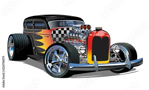 Cartoon retro hot rod isolated on white background photo