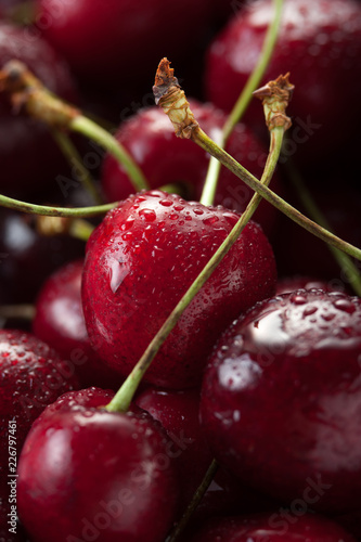 Close-up - red cherries background