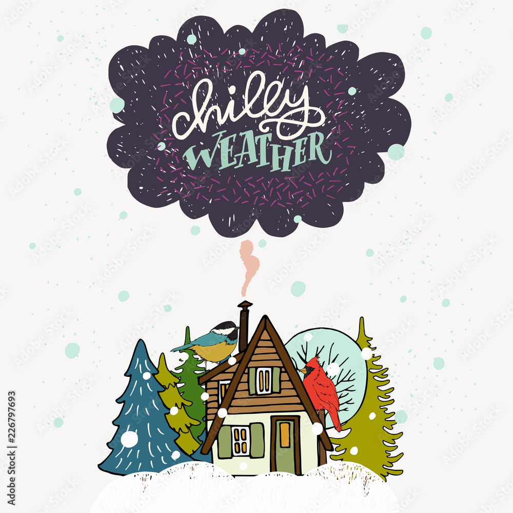 Chilly Weather hand lettering greeting card