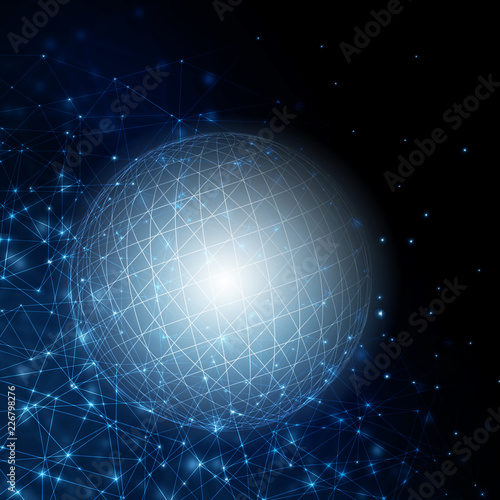 Abstract background. Abstract glowing ball  communication lines  abstract internet symbol  communication  technology.