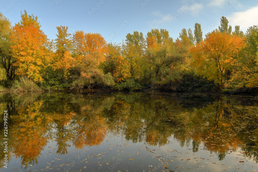 autumn landscape with lake and trees autumn landscape with lake and trees