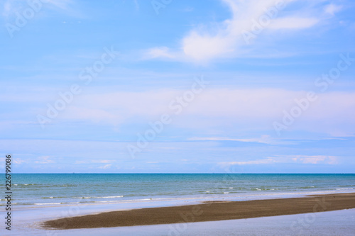 Landscape of the beach ,a wild tropical beach in southern part of Thailand in sunny day.