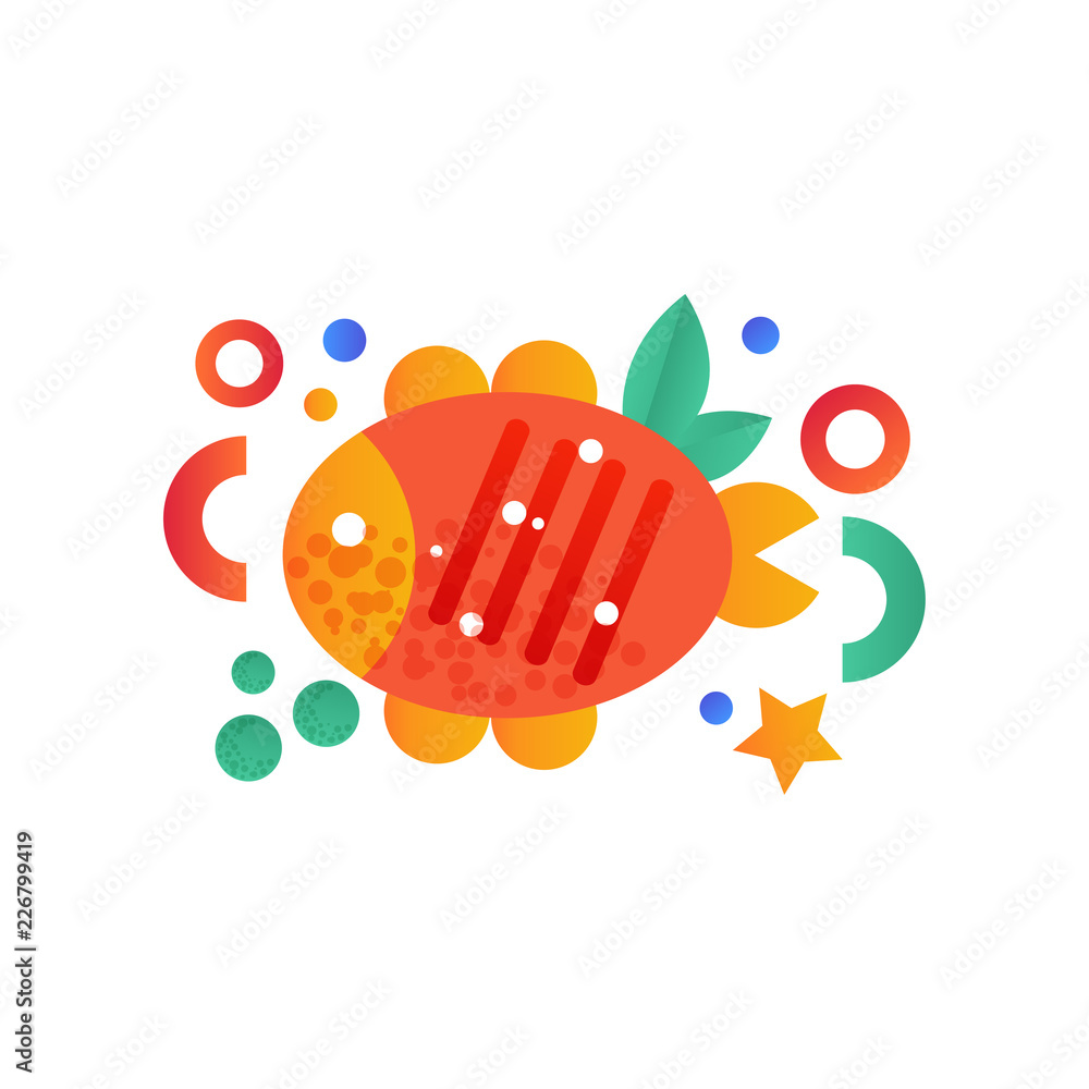 Fototapeta premium Grilled fish vector Illustration on a white background