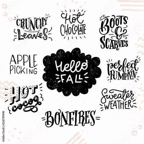 Set of hand lettering autumn quotes