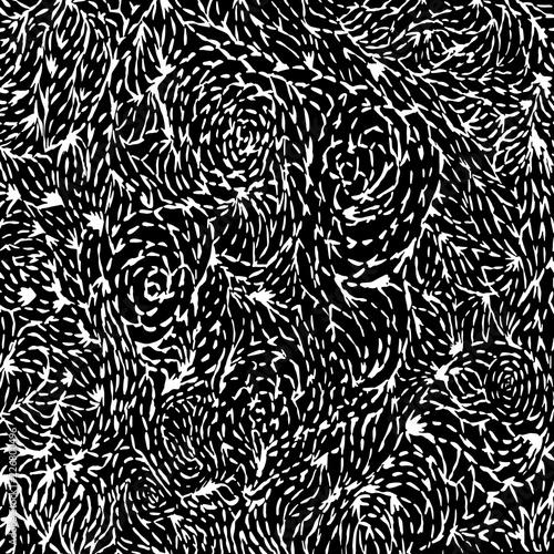 White and black grunge pattern. Background. Brush. Vector.