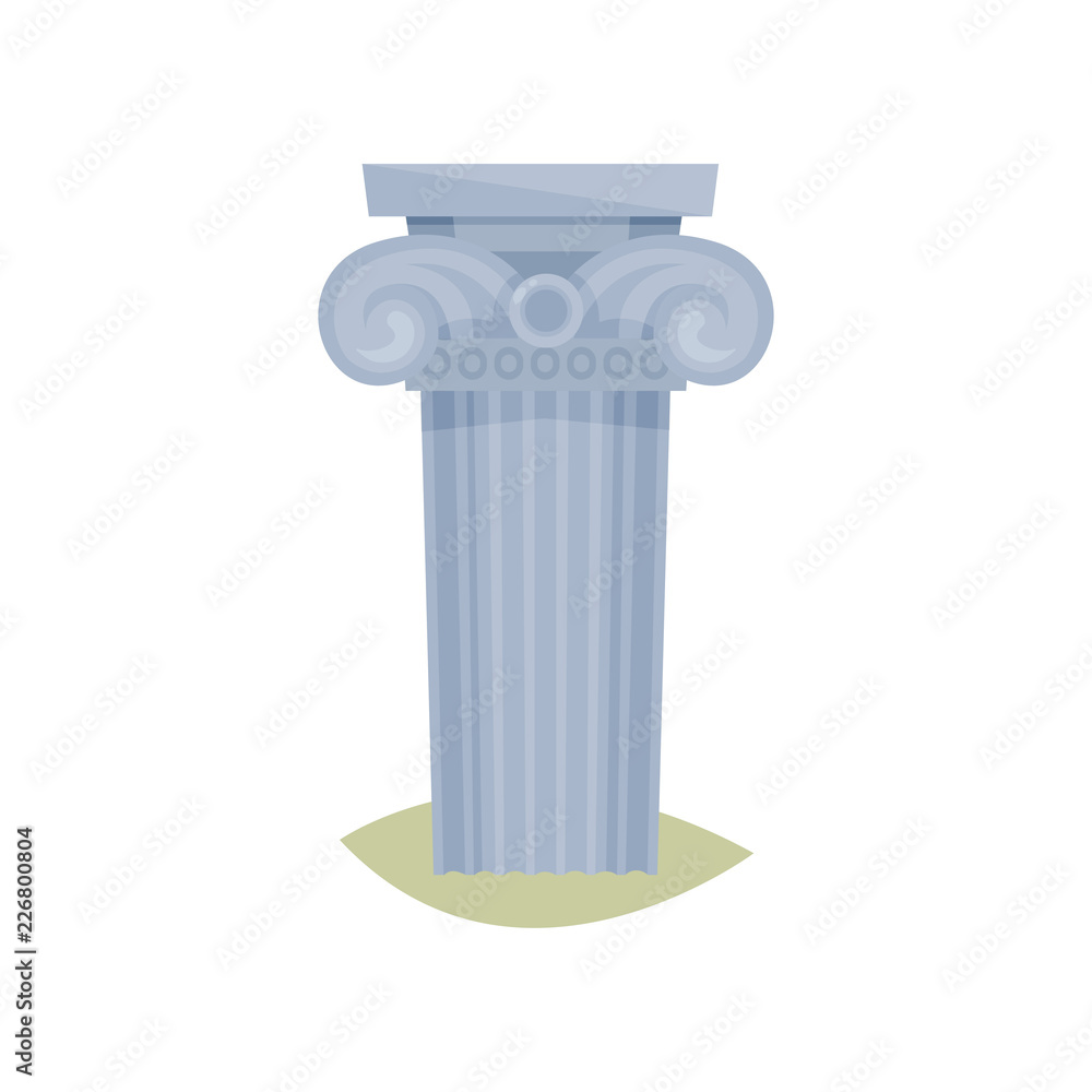 Flat vector icon of Greek column. Ancient architectural pillar. Museum symbol