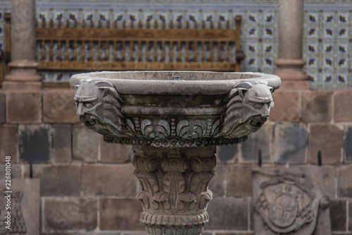 Colonial Catholic church fountain architecture detail