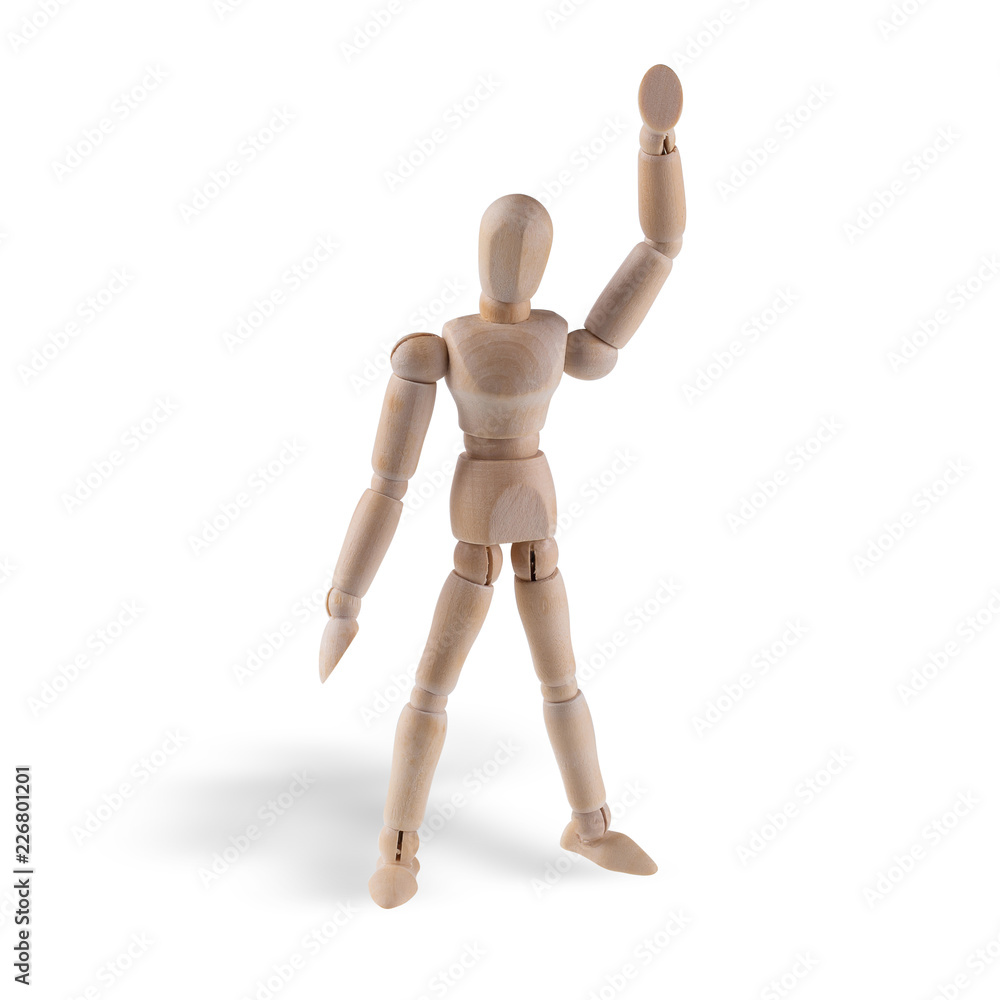 Wooden figure action isolated on white background. With clipping path Wooden figure action isolated on white background. With clipping path