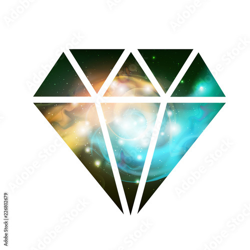 Diamond flat vector icon with space background inside photo