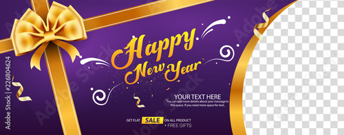 Happy New Year Sale Banner Cover Vector Template Design