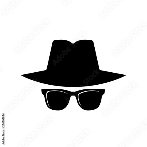 Secret agent, spy icon, logo on white background