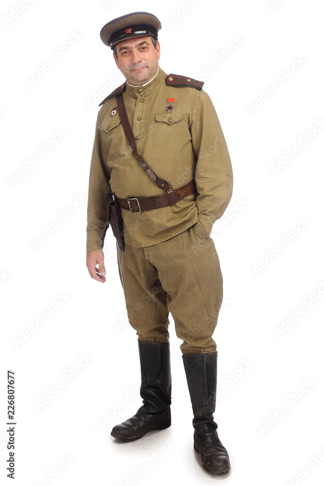 Major of soviet army looking straight with hand in pocket Major of soviet army looking straight with hand in pocket