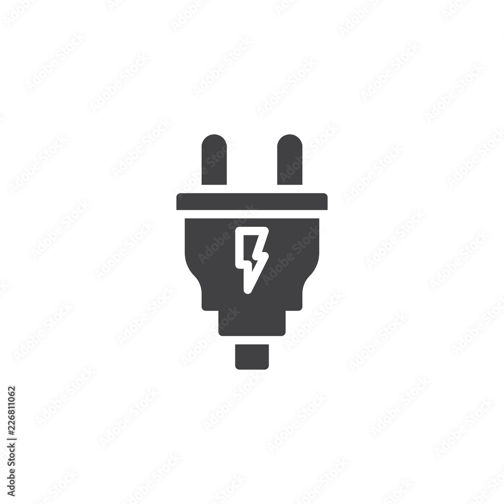 Electric plug vector icon. filled flat sign for mobile concept and web design. Charging plug solid icon. Symbol, logo illustration. Pixel perfect vector graphics Electric plug vector icon. filled flat sign for mobile concept and web design. Charging plug solid icon. Symbol, logo illustration. Pixel perfect vector graphics