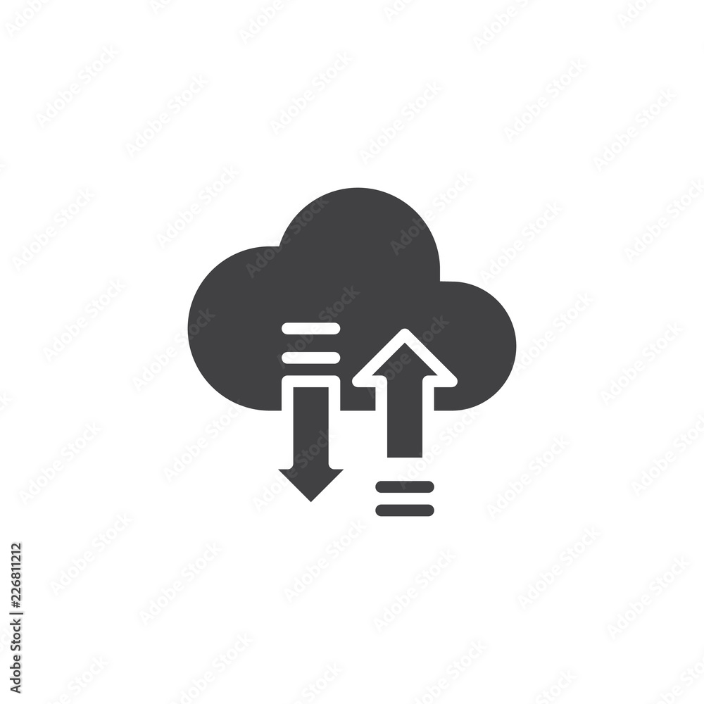 Cloud with Transfer Arrows vector icon. filled flat sign for mobile concept and web design. Cloud storage sync simple solid icon. Symbol, logo illustration. Pixel perfect vector graphics Cloud with Transfer Arrows vector icon. filled flat sign for mobile concept and web design. Cloud storage sync simple solid icon. Symbol, logo illustration. Pixel perfect vector graphics