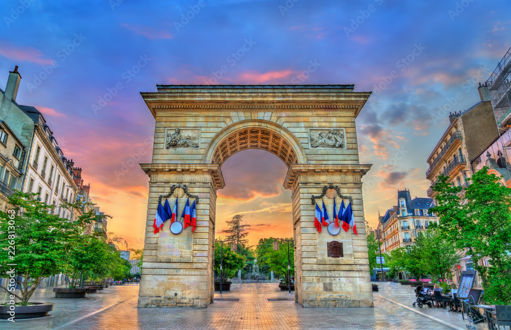 The Guillaume Gate at sunset in Dijon, France