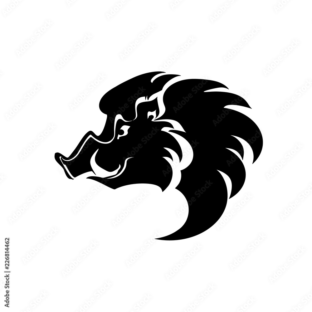 custom made wallpaper toronto digitalWild Boar. Flat vector template boar head isolated on white.