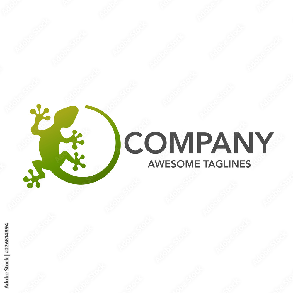 Naklejka premium Jaszczurka wektor ilustracja logo szablon ikona designu, kreatywny wektor logo gekona