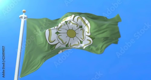 Flag of the english county of North Yorkshire in the North East of England. Loop photo