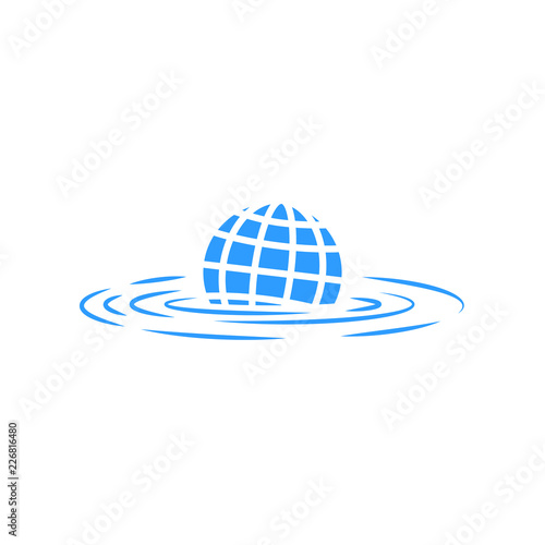 Climate change illustration sinking abstract planet earth concept poster global warming global flood eco logo