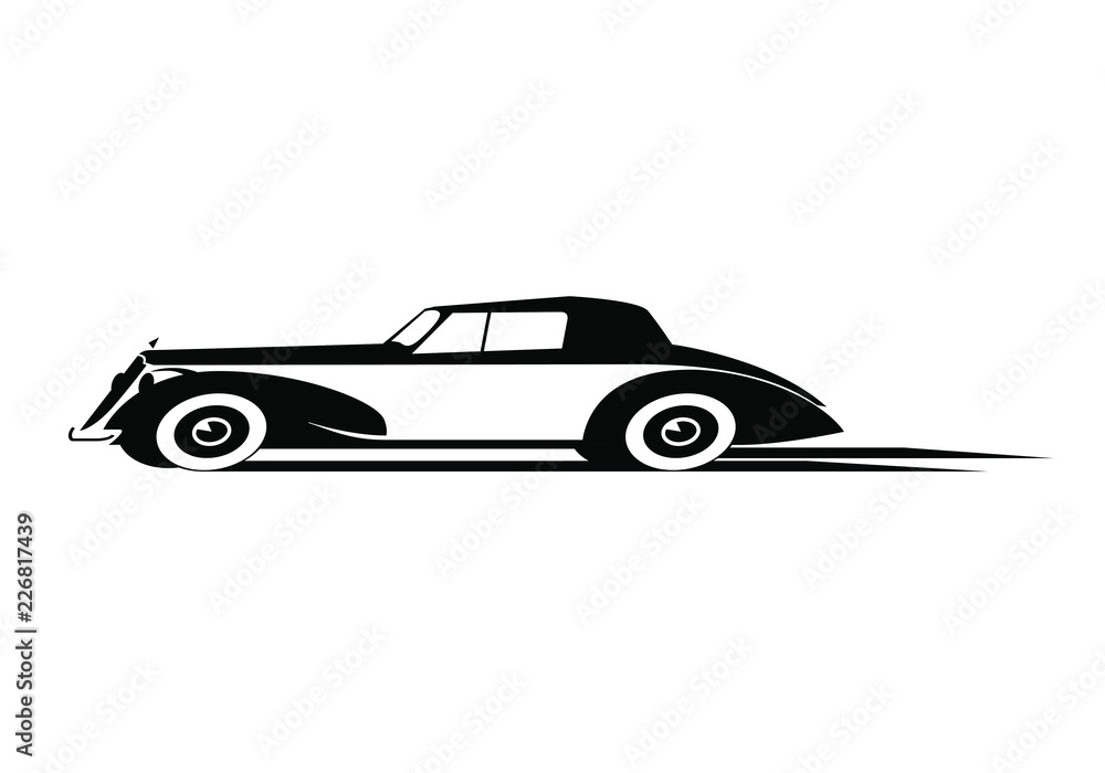 Obraz premium Vintage car in motion. Vector image for logo or illustration