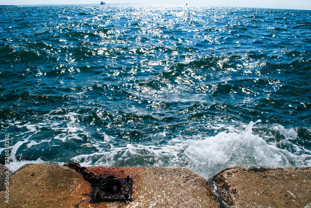 Obraz premium The seafront in the city of Thessaloniki, Greece. Mediterranean Sea, holiday resort.