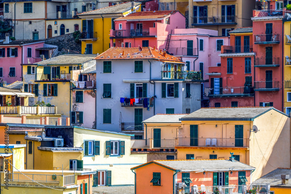 Colorful houses in Manarola Village Italy 