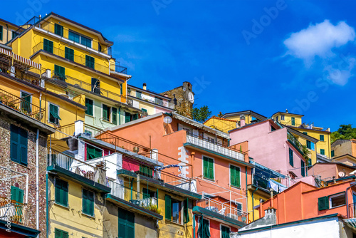 Colorful houses in Riomaggiore village Italy © Guy