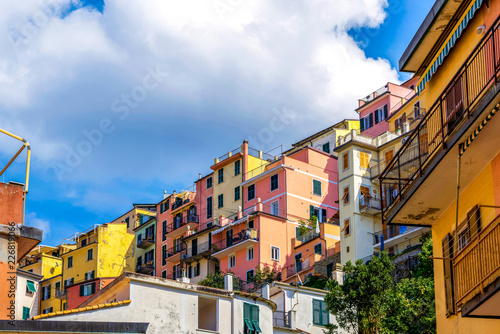 Colorful houses in Riomaggiore village Italy © Guy