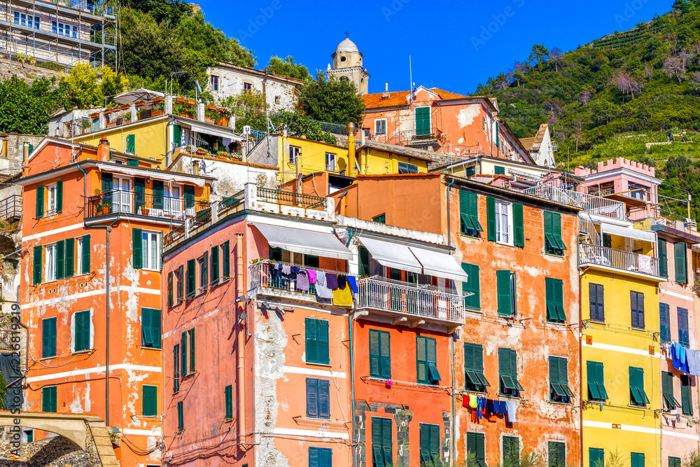 Colorful houses in Vernazza village Italy 