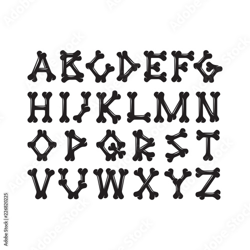 Alphabet of bones, the constructor for T-shirt prints