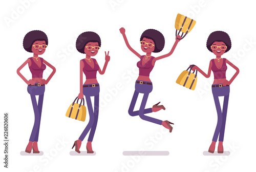 Young black woman positive emotions