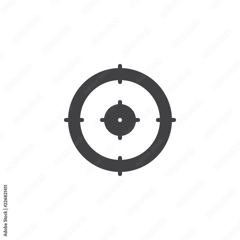 Target vector icon. filled flat sign for mobile concept and web design. Aim target simple solid icon. Symbol, logo illustration. Pixel perfect vector graphics