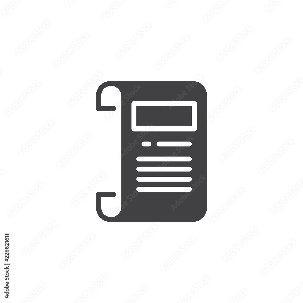 Rights scroll paper document vector icon. filled flat sign for mobile concept and web design. simple solid icon. Symbol, logo illustration. Pixel perfect vector graphics Rights scroll paper document vector icon. filled flat sign for mobile concept and web design. simple solid icon. Symbol, logo illustration. Pixel perfect vector graphics