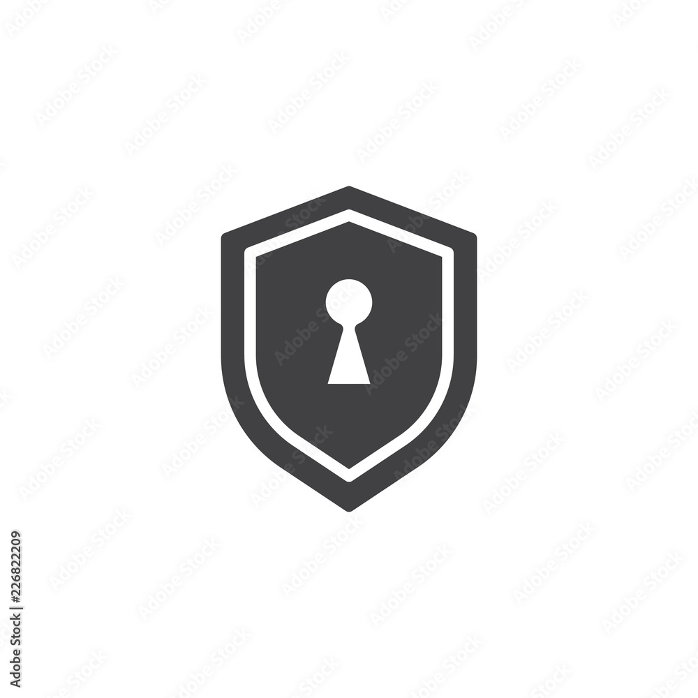 Shield with keyhole vector icon. filled flat sign for mobile concept and web design. Security simple solid icon. Symbol, logo illustration. Pixel perfect vector graphics Shield with keyhole vector icon. filled flat sign for mobile concept and web design. Security simple solid icon. Symbol, logo illustration. Pixel perfect vector graphics