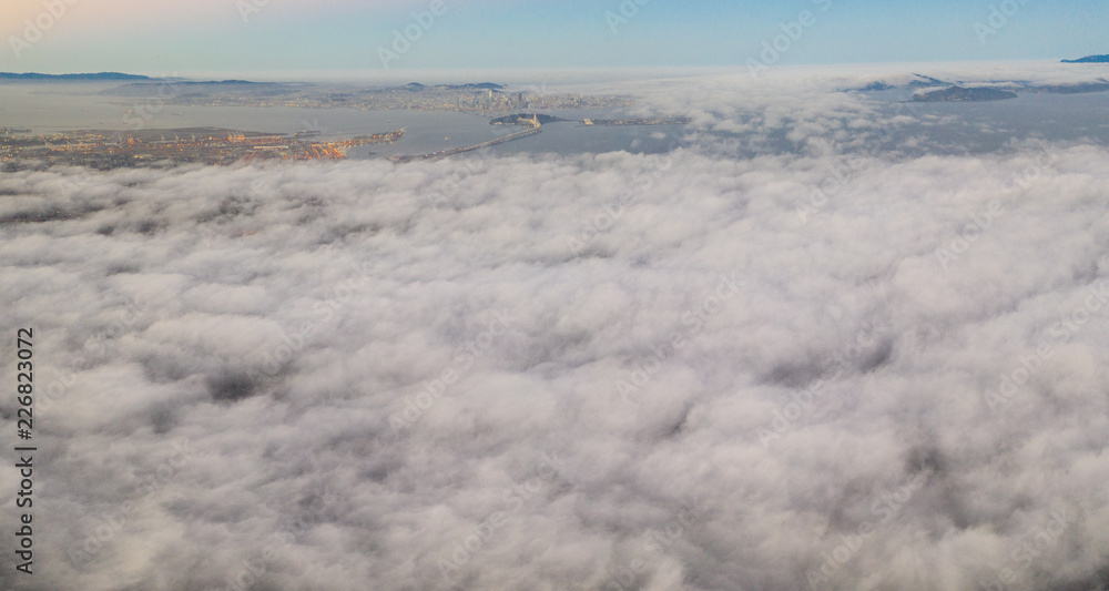 Aerial of Marine Layer Seeping Over San Francisco Bay Area Aerial of Marine Layer Seeping Over San Francisco Bay Area