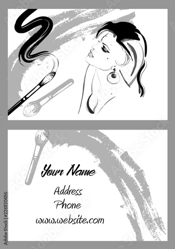Makeup artist business card. Vector template.