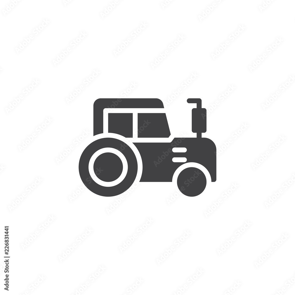 Tractor vector icon. filled flat sign for mobile concept and web design. agriculture simple solid icon. Symbol, logo illustration. Pixel perfect vector graphics