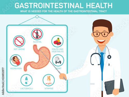Gastrointestinal Health. Vector Flat Illustration.