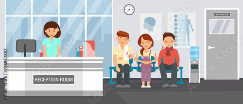 Reception Room at Clinic. Vector Flat Illustration