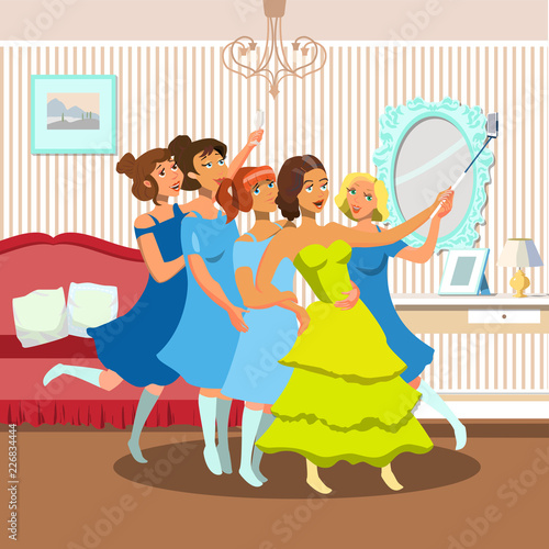Bachelorette Party. Vector Flat Illustration.