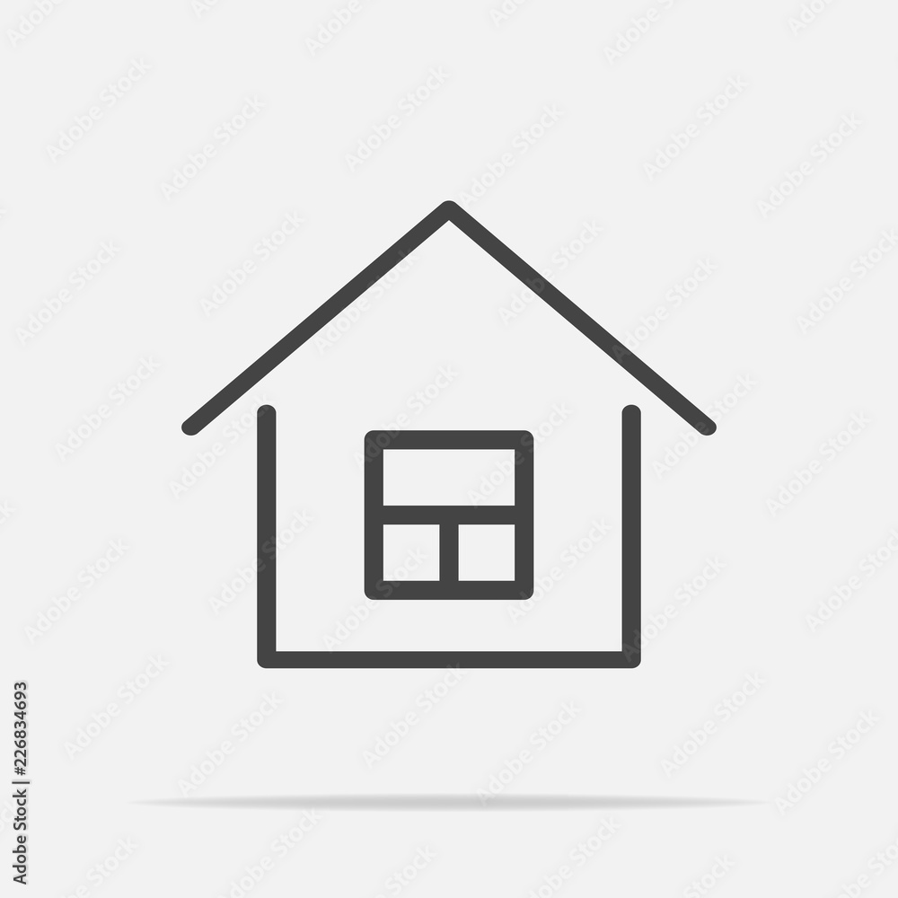 House vector icon on gray background.Home symbol with shadow. Layers grouped for easy editing illustration. For your design. House vector icon on gray background.Home symbol with shadow. Layers grouped for easy editing illustration. For your design.