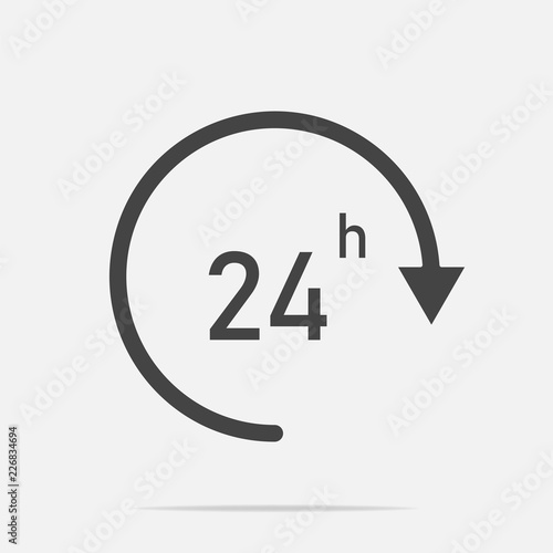 Vector image round the clock. 24 hours. Time icon. Business concept pictogram. Layers grouped for easy editing illustration. For your design.